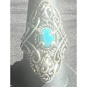 CAROLYN POLLACK Sleeping Beauty Turquoise Cabochon Sterling Silver Ring Size 9